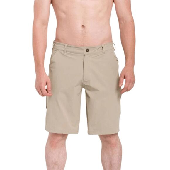 Grundens Men's Quick Dry Low Rise Flat Front Stretch Gaff Shorts Beige Size 40 - Picture 1 of 9